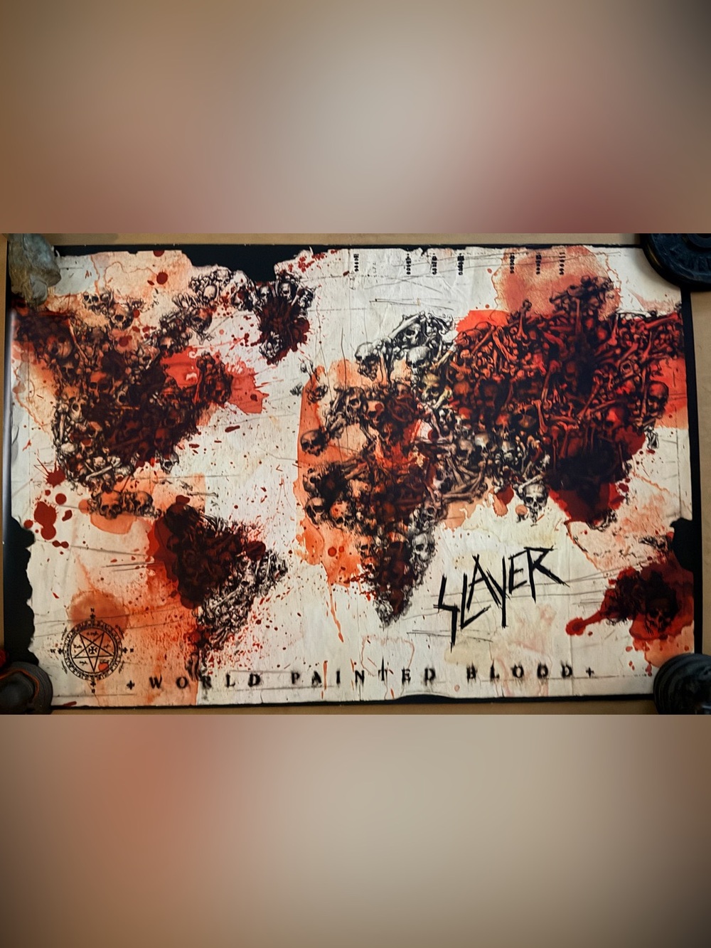 RARE-SLAYER-'World Painted Blood' Map poster 35”x24” Kept Rolled never hung